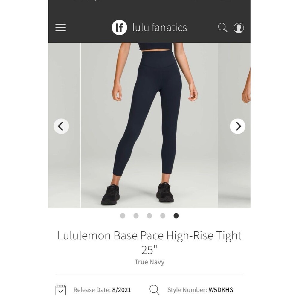 Lululemon Base Pace High Rise Leggings 25" True Navy Size 6